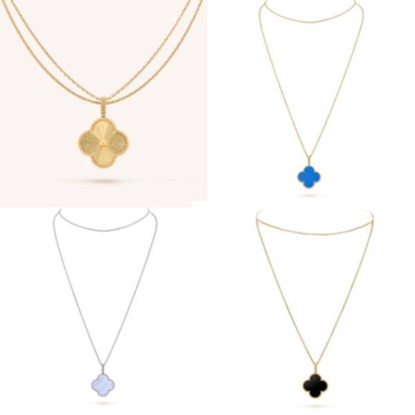 2024 New Exquisite Blue 4-Leaf Grass Pendant Necklace