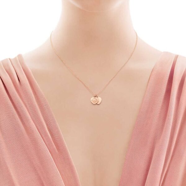 TIFFANY Golden twin heart connected pendant slender necklace
