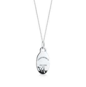Tiffany exquisite silver pendant necklace with black accents