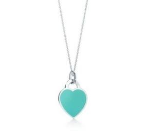 Tiffany Dream Blue Heart Pendant Necklace, Exquisite Silver Chain