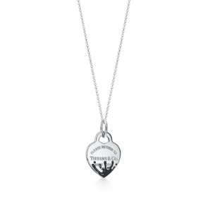 Tiffany&Co. Silver Heart Shaped Exquisite Pendant Necklace with Black accents