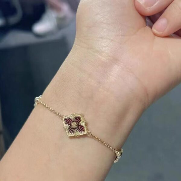 Opera series golden single flower red enamel bracelet BUBT01