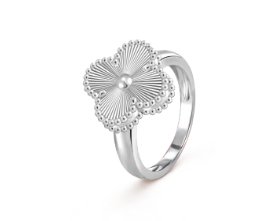 Engraved Four-Leaf Clover Solitaire Ring
