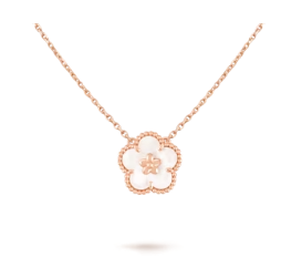 Lucky Spring Plum White Codonopsis Rose Gold Necklace
