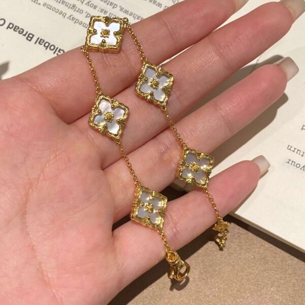 Opera Series Golden 5 Flower White Mother-of-Pearl Bracelet