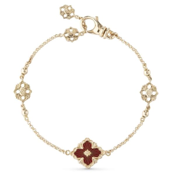 Opera series golden single flower red enamel bracelet BUBT01