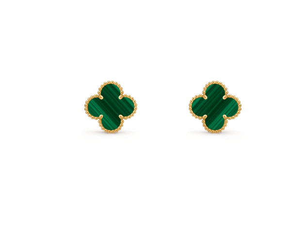 Four-leaf clover mini earrings in malachite