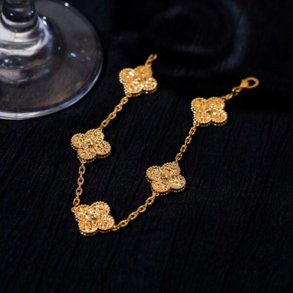 Five flower Gold Foil Engraved Bracelet  bracelet
