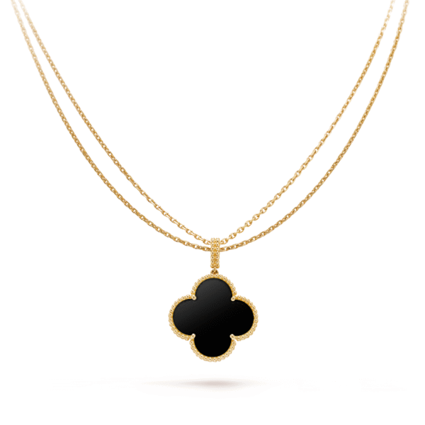 Alhambra Four-Leaf Clover Black Agate Large Necklace
