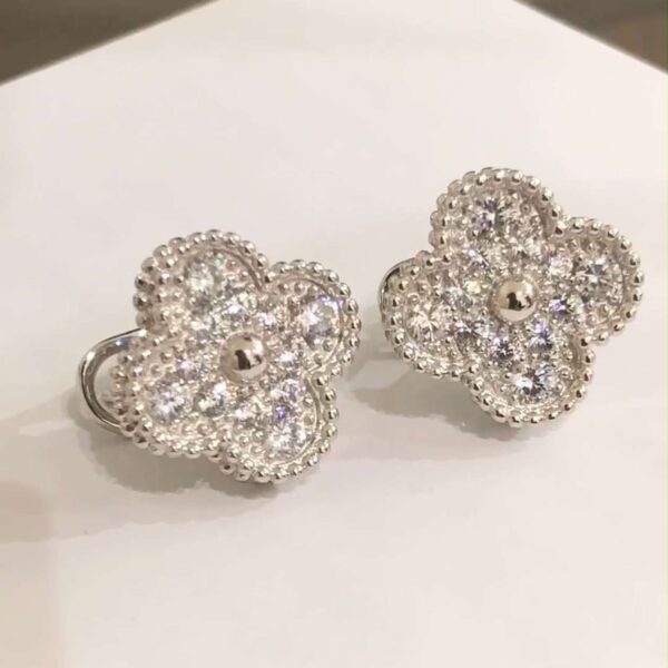Full diamond four-leaf clover earrings