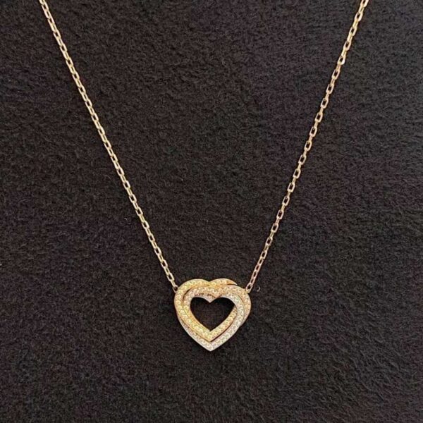 Trinity Heart-shaped Triple-Colored Full-Diamond Small Necklace